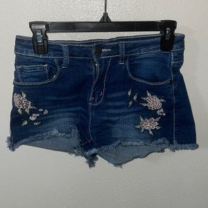Harper Denim Shorts with Floral Accents